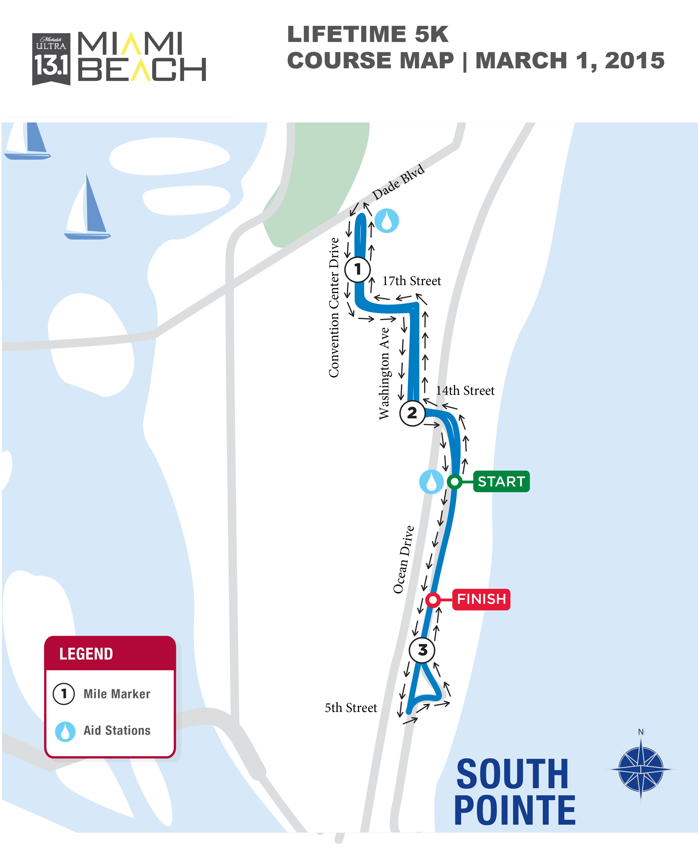 2015MichelobULTRAMiamiBeach5KCourseMap 305 Half Marathon